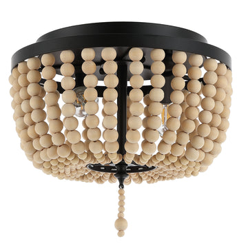 Allison 15" Wood Beaded/Metal LED Flush Mount